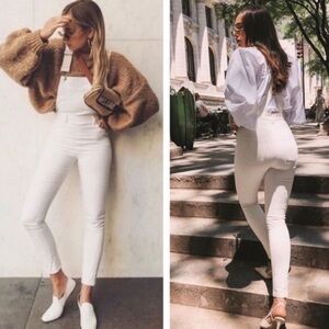 SSO BY Danielle Second Skin Overalls WeWoreWhat White Denim Overalls Gold